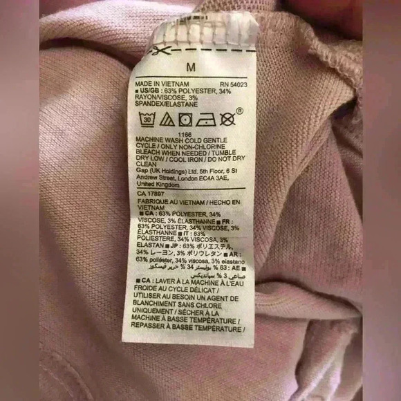 GAP BLUSH PINK COWL NECK LONG SLEEVE MEDIUM - Picture 5 of 5